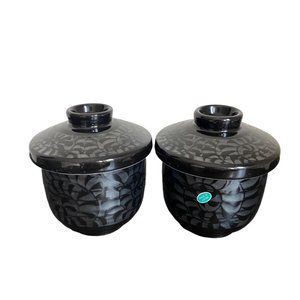 TENMOKU-KARAKUSA Small Bowl Cup with the Cover Jiki Japanese original Porcelain